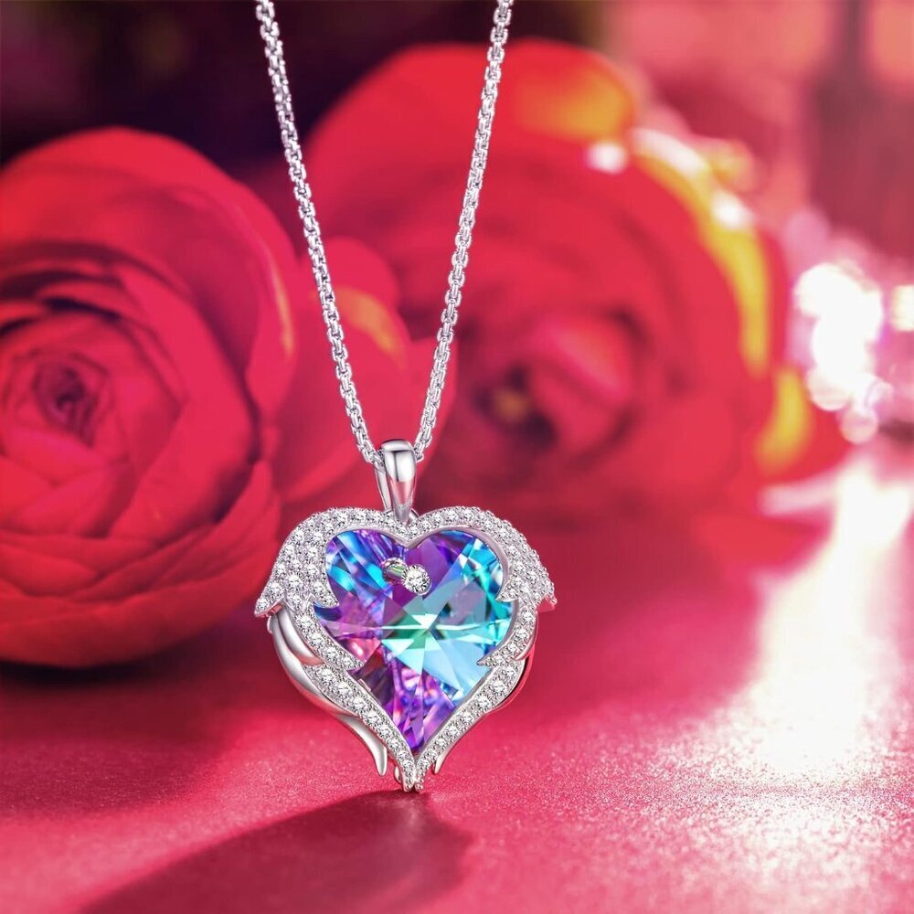 Angel Wings Heart Necklaces - Crystal Jewelry For Women, Christmas & Birthday Gi View 3